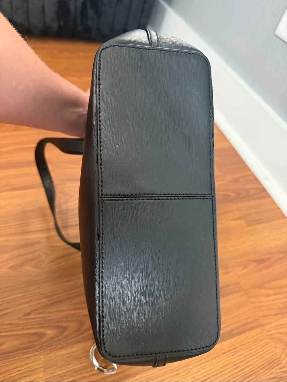 Ralph Lauren Newbury Tote black pebbled leather.